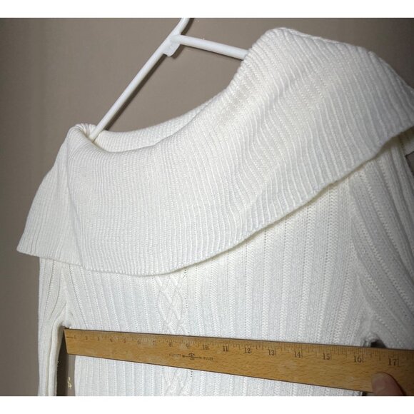 Dressbarn Ivory Sweater Glam Boat Neck Cotton Textured Night Out Holiday Women M - Picture 5 of 11